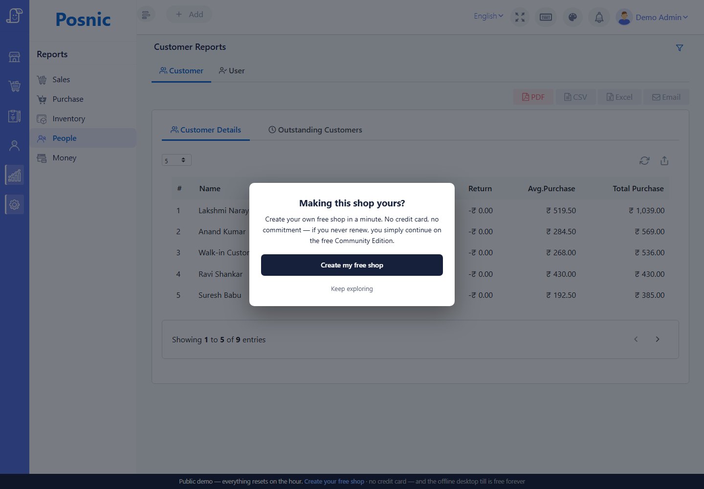 Customer report page