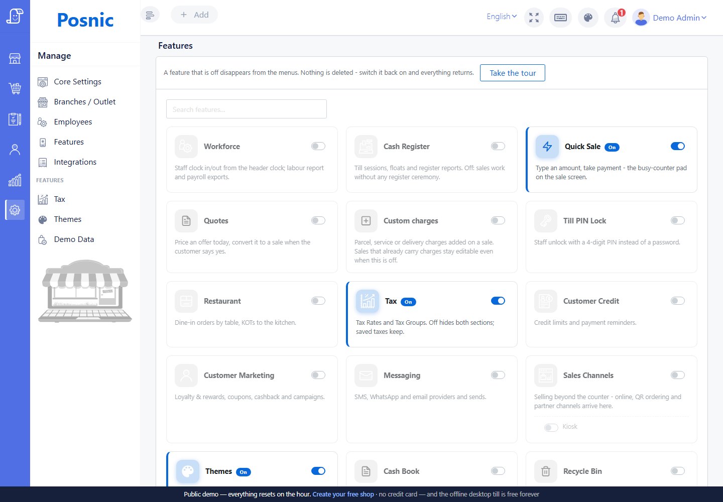 Core settings overview