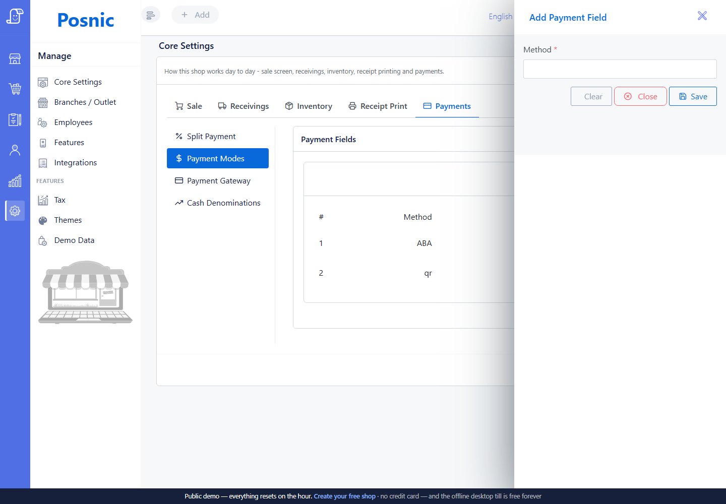 Add Payment Field sidebar
