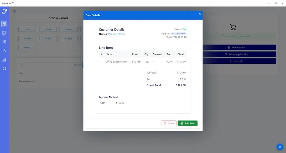 Posnic v1.3.0 synthetic cash sale reopened on Windows
